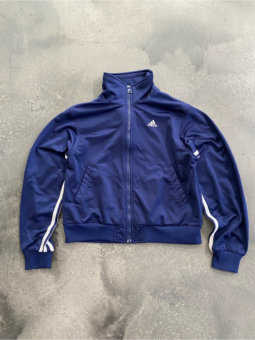 Vintage Adidas Full-Zip Jacket with White Stripes Below the Sleeve Sz S Women’s